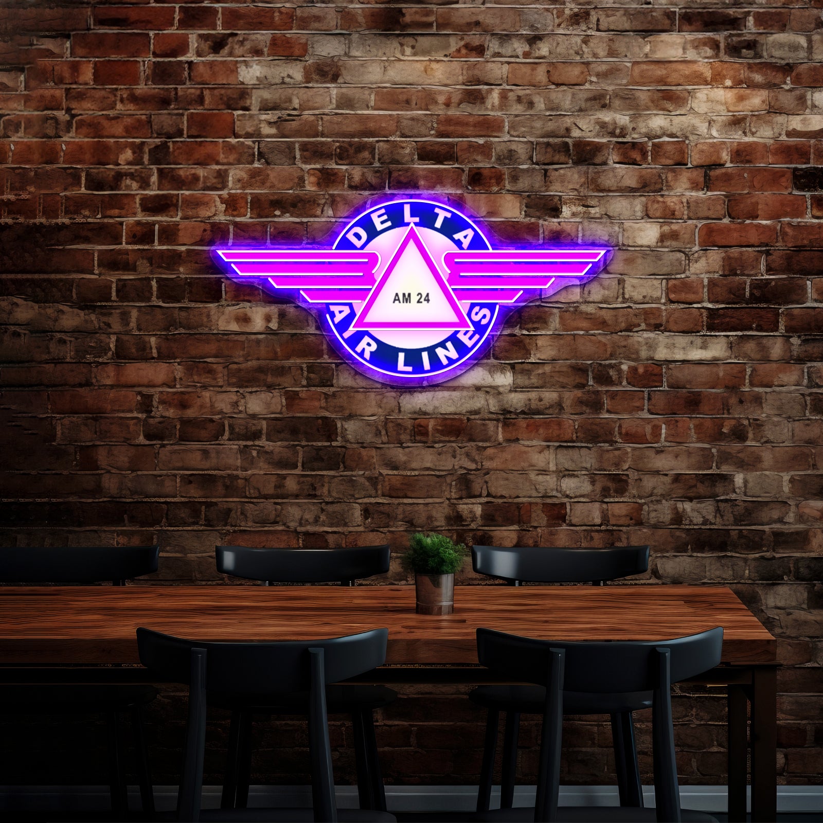 Delta Airlines Artwork Affordable Custom Neon Signs - Neon sign mounted on wall in room