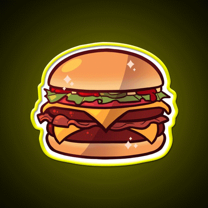 Deluxe Burger Fast Food Led Neon Sign For Burger Place Rgb Color - Custom LED neon sign front view