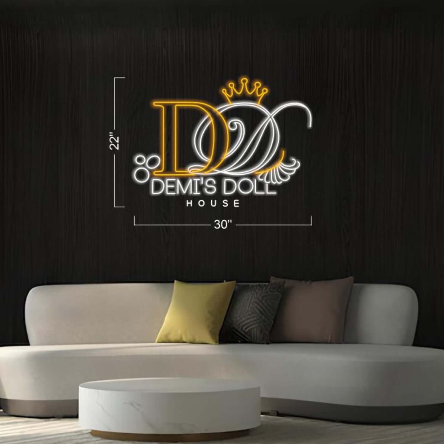 Demis Doll House Crown And Yellow - White Led Neon Sign For Indoor Décor - Shineneon