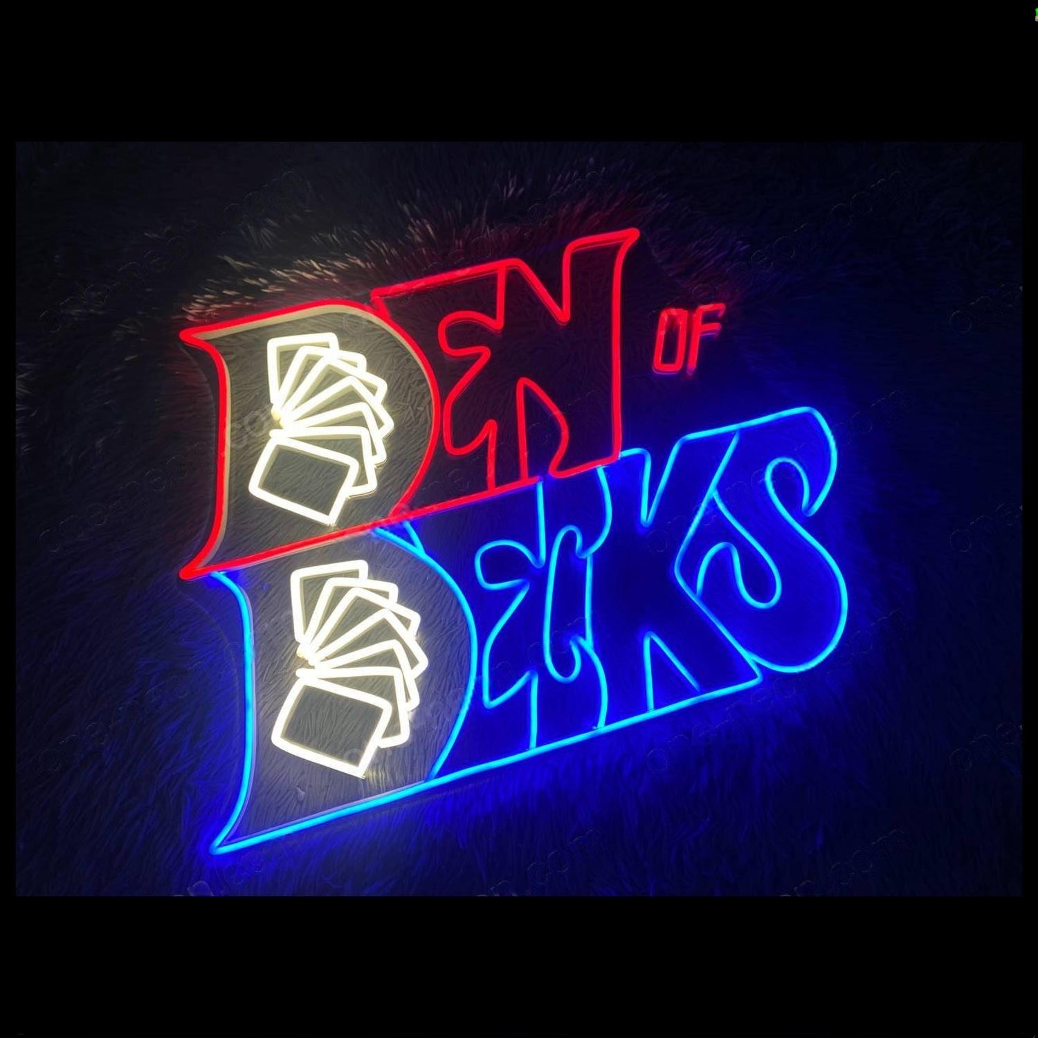 Den Of Decks Red Blue White Led Neon Sign For Bar Game Room | Shineneon