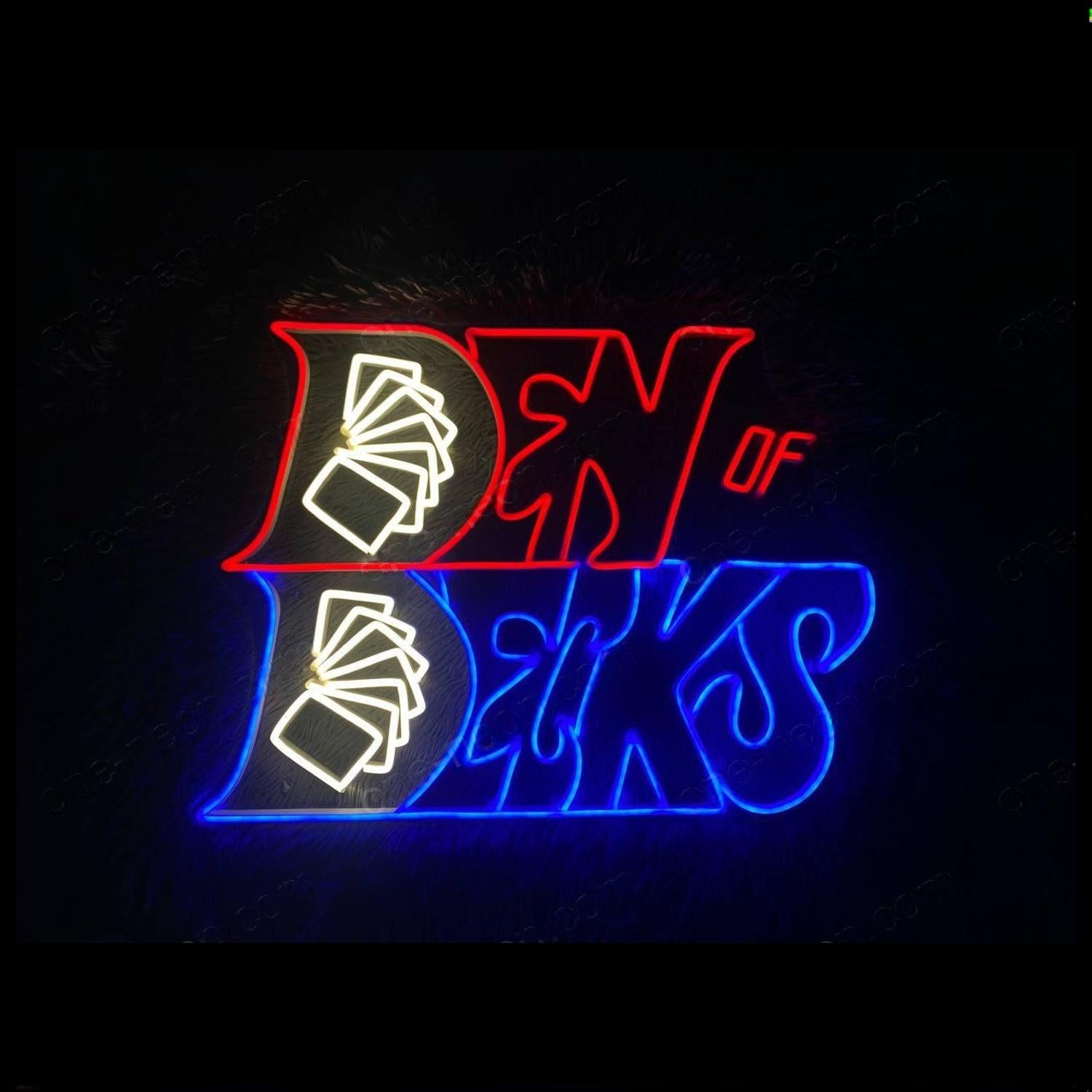 Den Of Decks Red Blue White Led Neon Sign For Bar Game Room | Shineneon