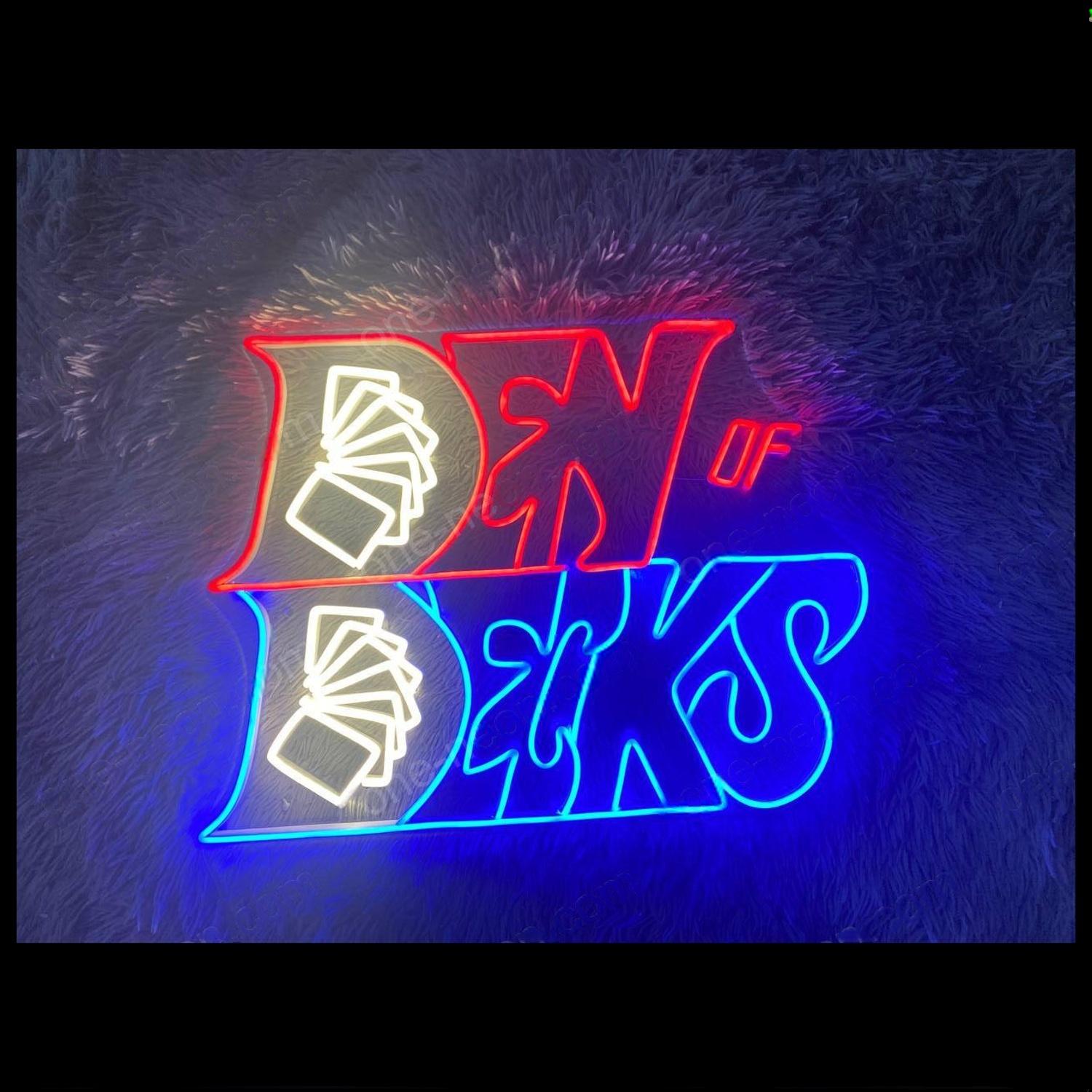 Den Of Decks Red Blue White Led Neon Sign For Bar Game Room | Shineneon