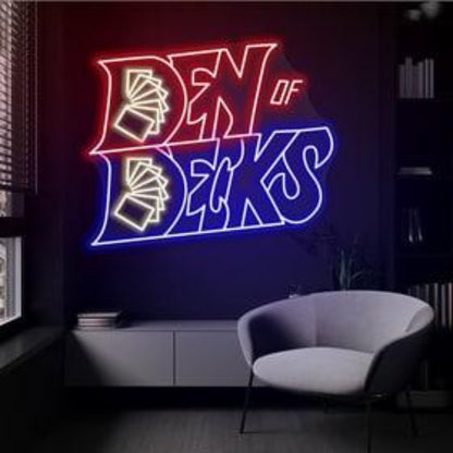 Den Of Decks Red Blue White Led Neon Sign For Bar Game Room | Shineneon