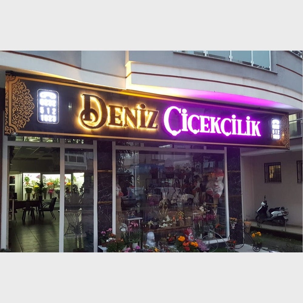 Deniz Flower Shop 3D Frontlit And Backlit Channel Letter Led Light Sign - Shineneon