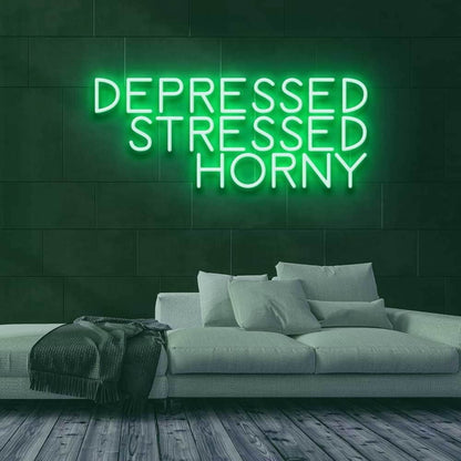 Depressed Stressed Horny Led Neon Sign | Shineneon