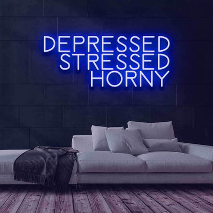 Depressed Stressed Horny Led Neon Sign | Shineneon