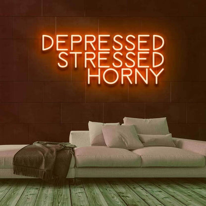 Depressed Stressed Horny Led Neon Sign | Shineneon