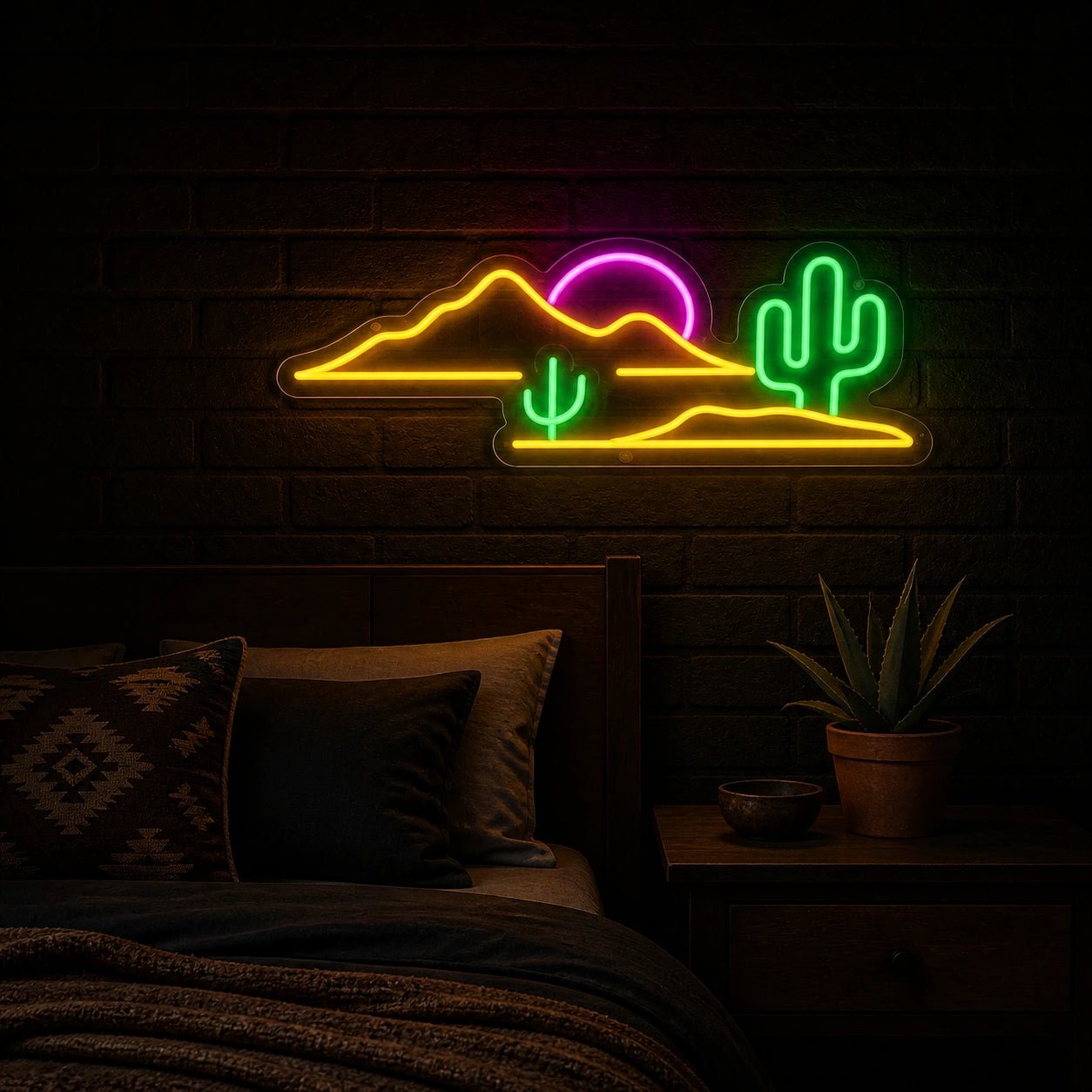 Desert Cactus Bedroom Vintage LED Neon Sign - Shineneon