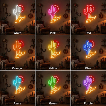 Desert Cactus Bull Skull LED Neon Sign - Shineneon