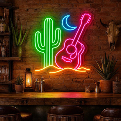 Desert Cactus Guitar Vintage LED Neon Sign - Shineneon