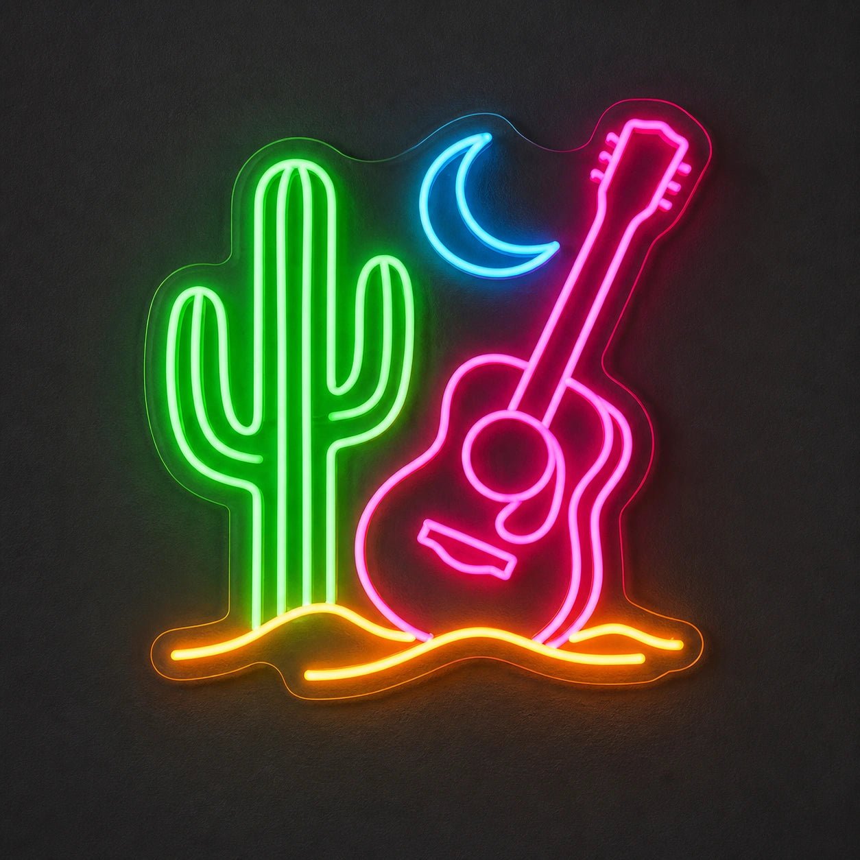 Desert Cactus Guitar Vintage LED Neon Sign - Shineneon