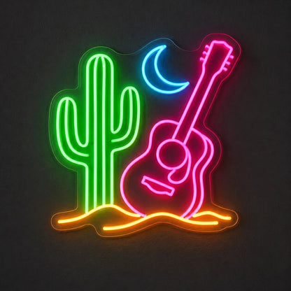 Desert Cactus Guitar Vintage LED Neon Sign - Shineneon