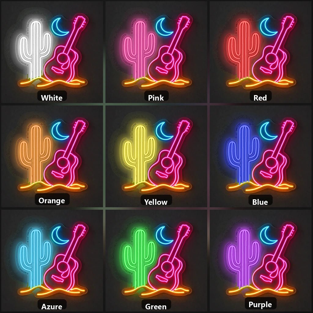 Desert Cactus Guitar Vintage LED Neon Sign - Shineneon