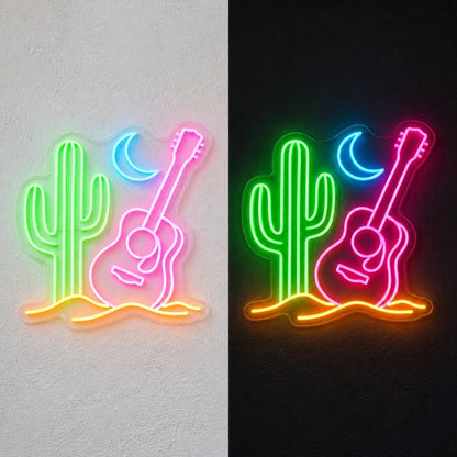 Desert Cactus Guitar Vintage LED Neon Sign - Shineneon