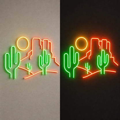 Desert Cactus Landscape Bar Vintage LED Neon Sign - Shineneon