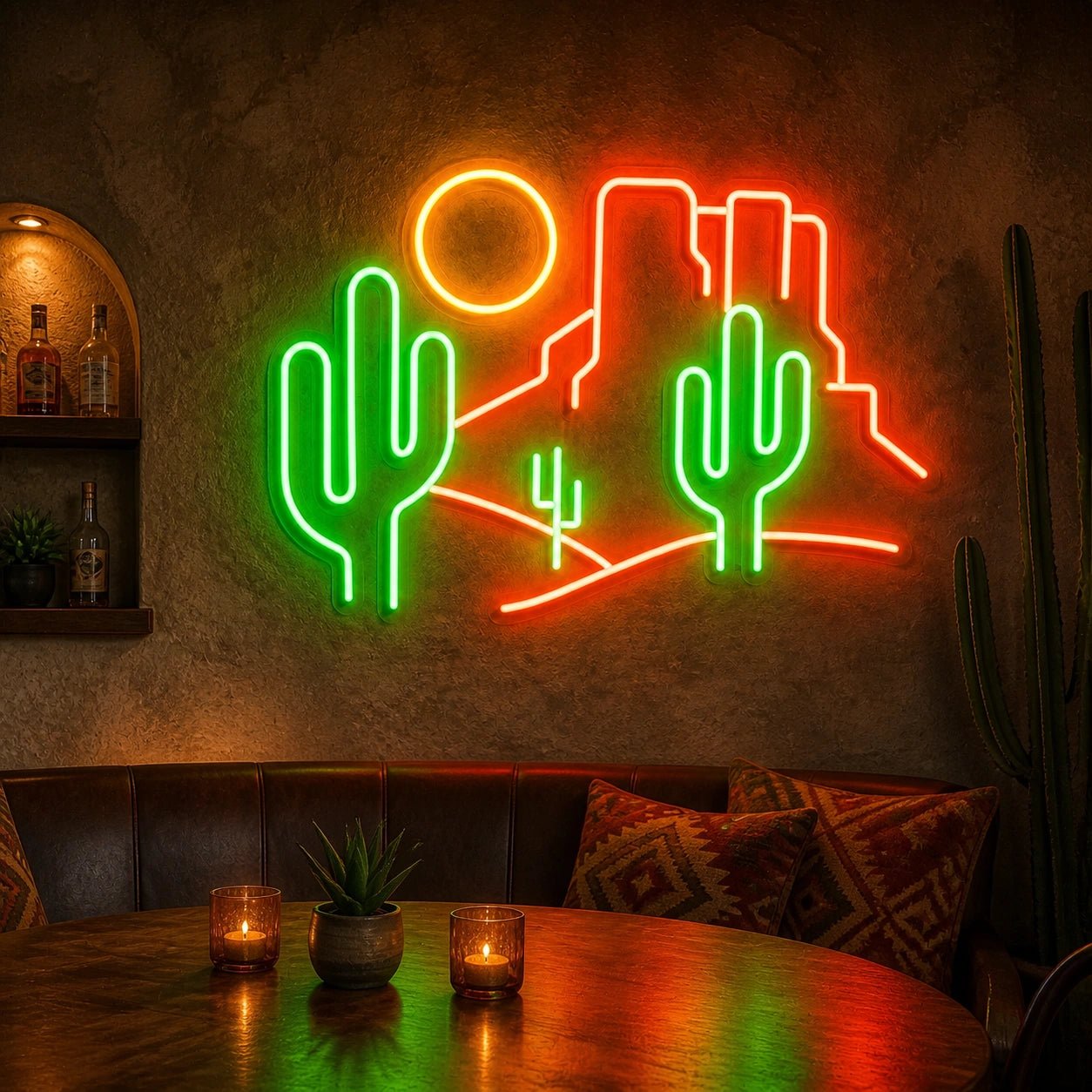 Desert Cactus Landscape Bar Vintage LED Neon Sign - Shineneon