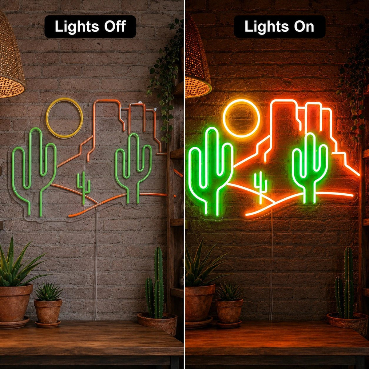Desert Cactus Landscape LED Neon Sign - Shineneon
