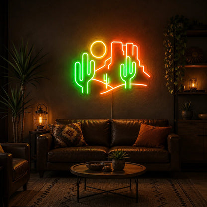 Desert Cactus Landscape LED Neon Sign Man Cave Neon Sign - Shineneon
