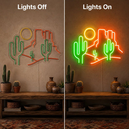Desert Cactus Landscape LED Neon Sign Man Cave Neon Sign - Shineneon