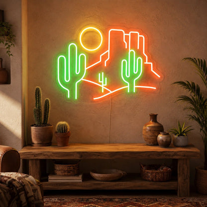 Desert Cactus Landscape LED Neon Sign Man Cave Neon Sign - Shineneon