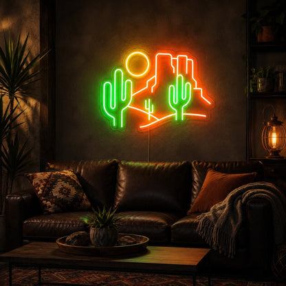 Desert Cactus Landscape LED Neon Sign Man Cave Neon Sign - Shineneon