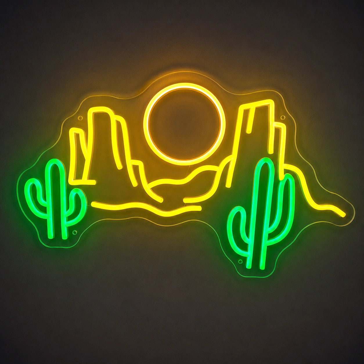 Desert Cactus Mountains Sun Vintage LED Neon Sign main product image