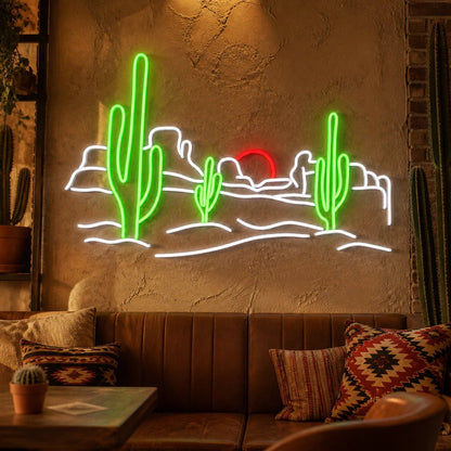 Desert Cactus Scenery Vintage LED Neon Sign - Shineneon