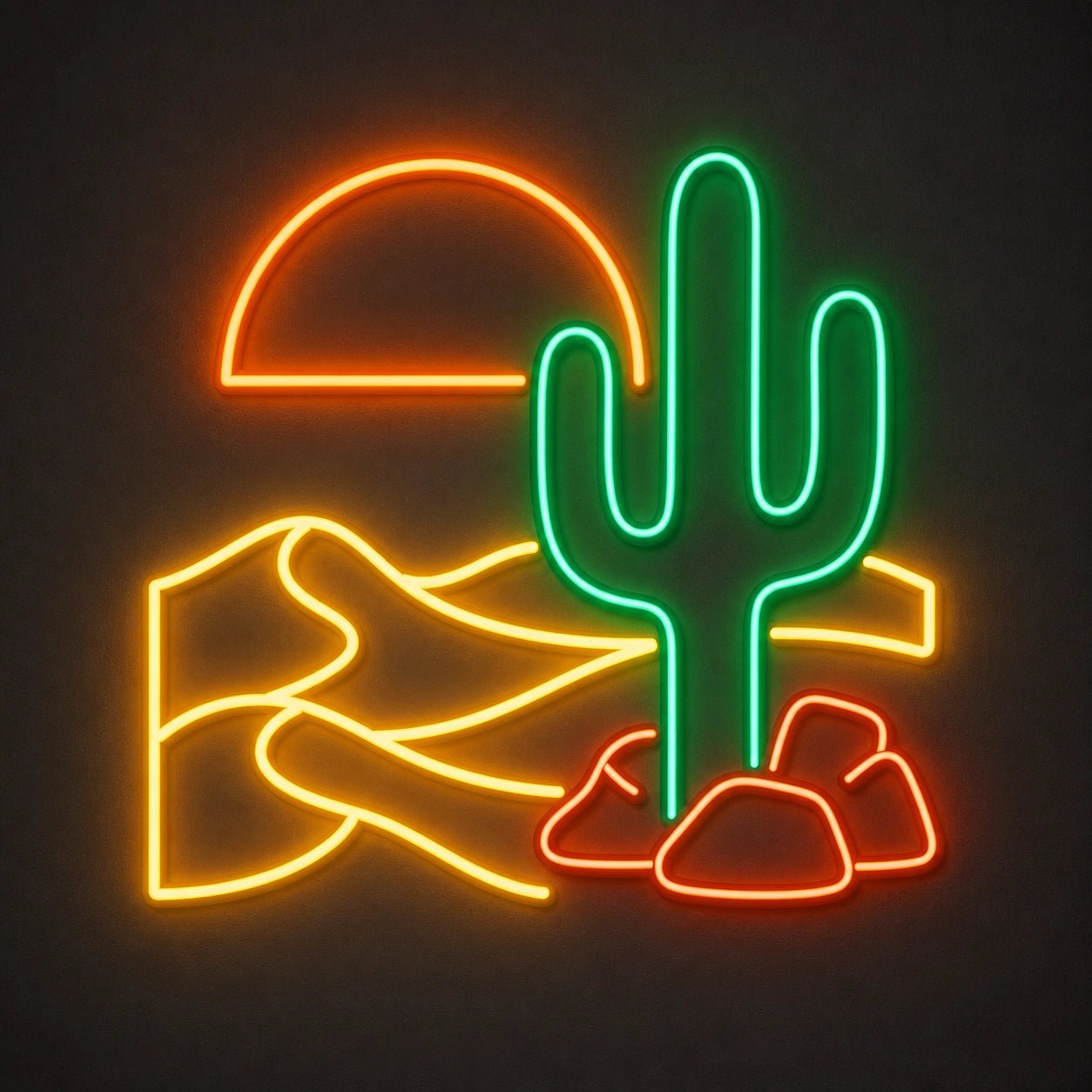 Desert Cactus Sun Dunes Vintage LED Neon Sign - Shineneon