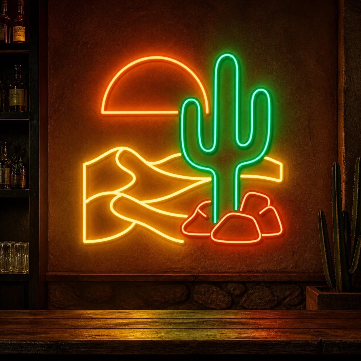 Desert Cactus Sun Dunes Vintage LED Neon Sign - Shineneon