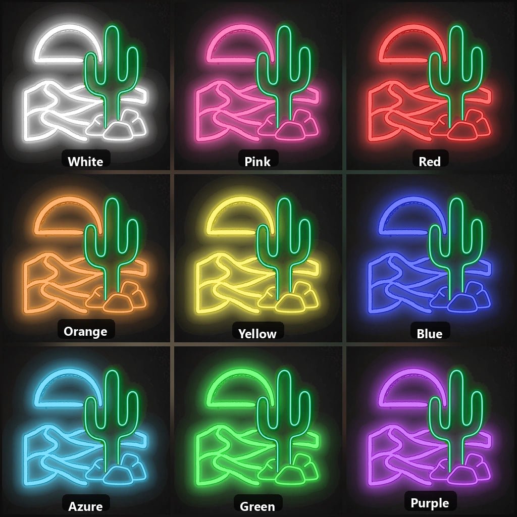 Desert Cactus Sun Dunes Vintage LED Neon Sign - Shineneon