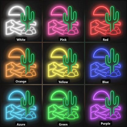 Desert Cactus Sun Dunes Vintage LED Neon Sign - Shineneon