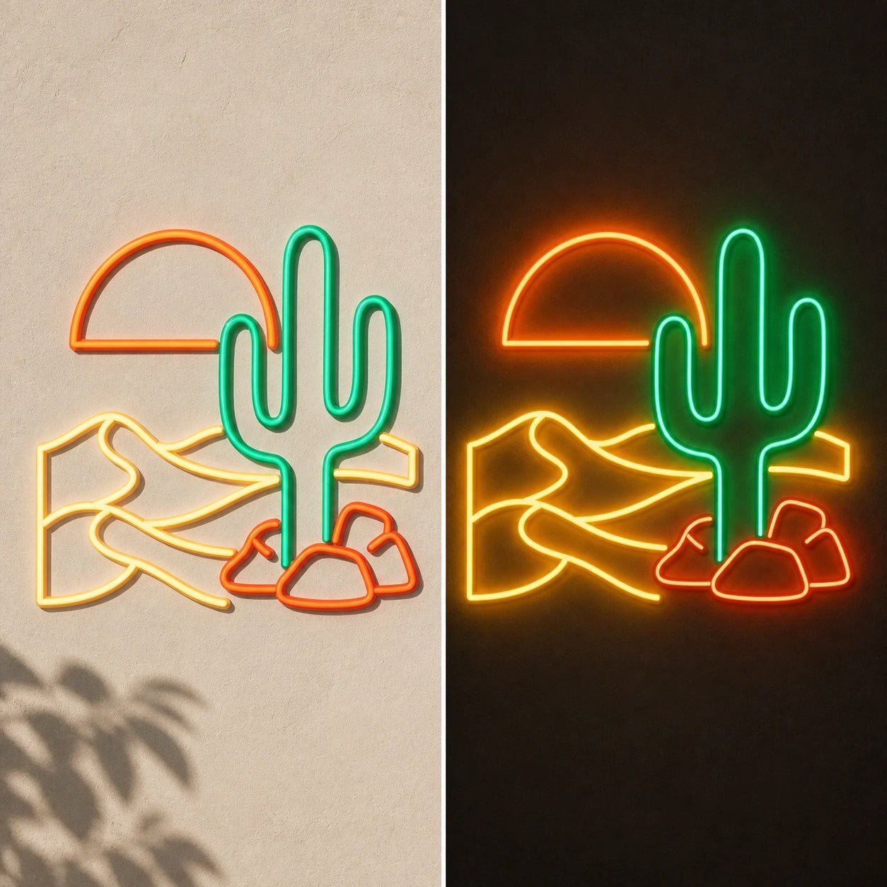 Desert Cactus Sun Dunes Vintage LED Neon Sign - Shineneon