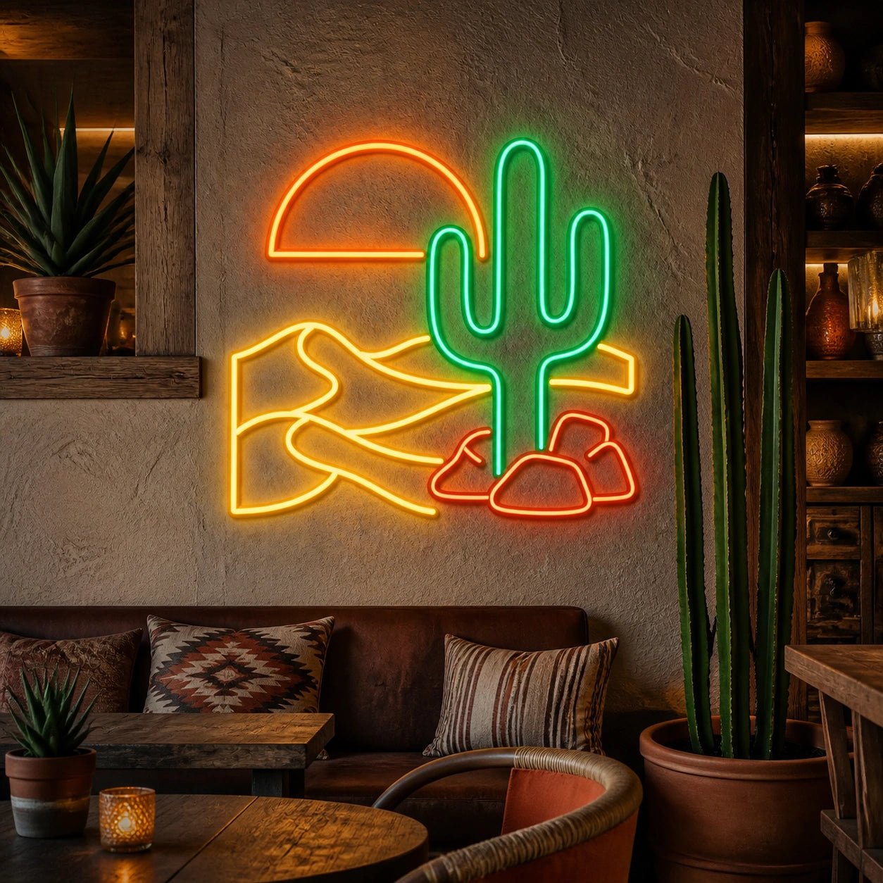Desert Cactus Sun Dunes Vintage LED Neon Sign - Shineneon
