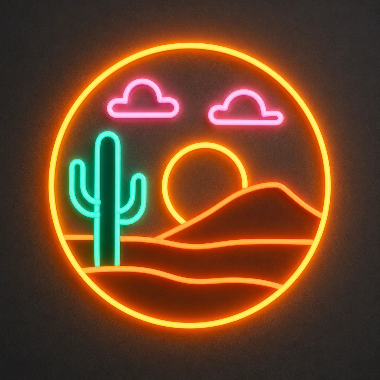 Desert Cactus Sunset Saloon Vintage LED Neon Sign main product image