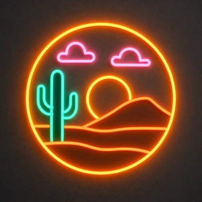 Desert Cactus Sunset Saloon Vintage LED Neon Sign - Shineneon