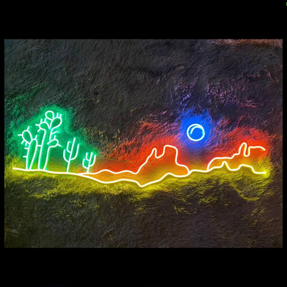 Desert Landscape Cactus Mountain Moon Led Neon Sign For Indoor Decor | Shineneon