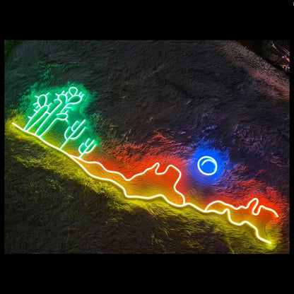 Desert Landscape Cactus Mountain Moon Led Neon Sign For Indoor Decor | Shineneon