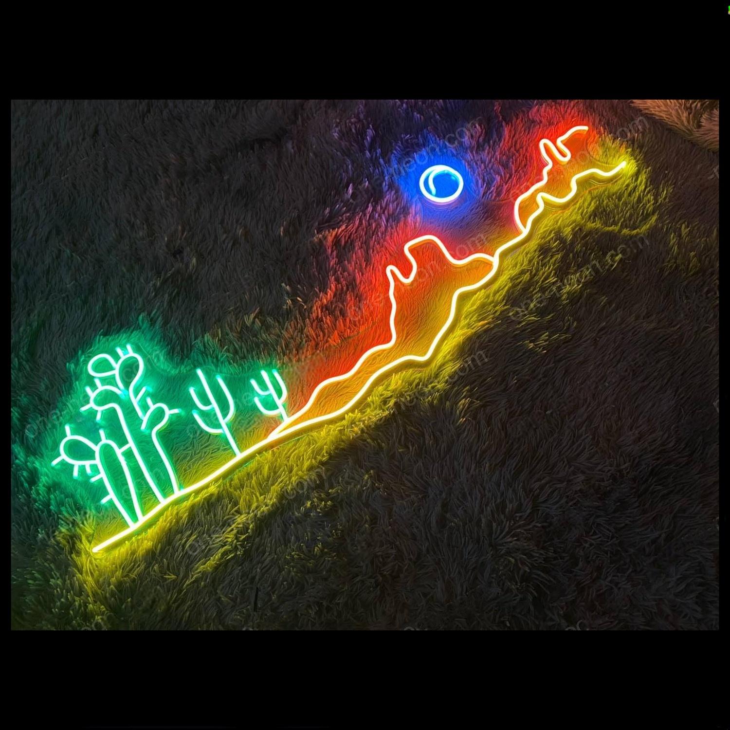 Desert Landscape Cactus Mountain Moon Led Neon Sign For Indoor Decor | Shineneon