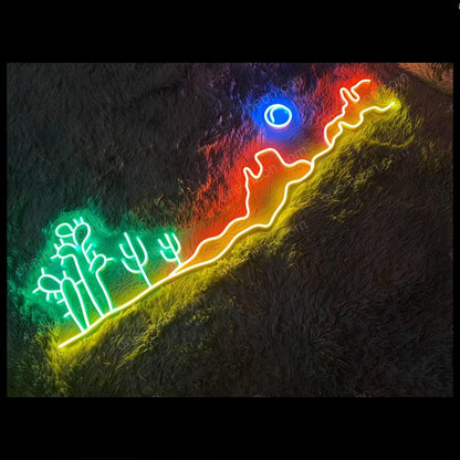 Desert Landscape Cactus Mountain Moon Led Neon Sign For Indoor Decor | Shineneon