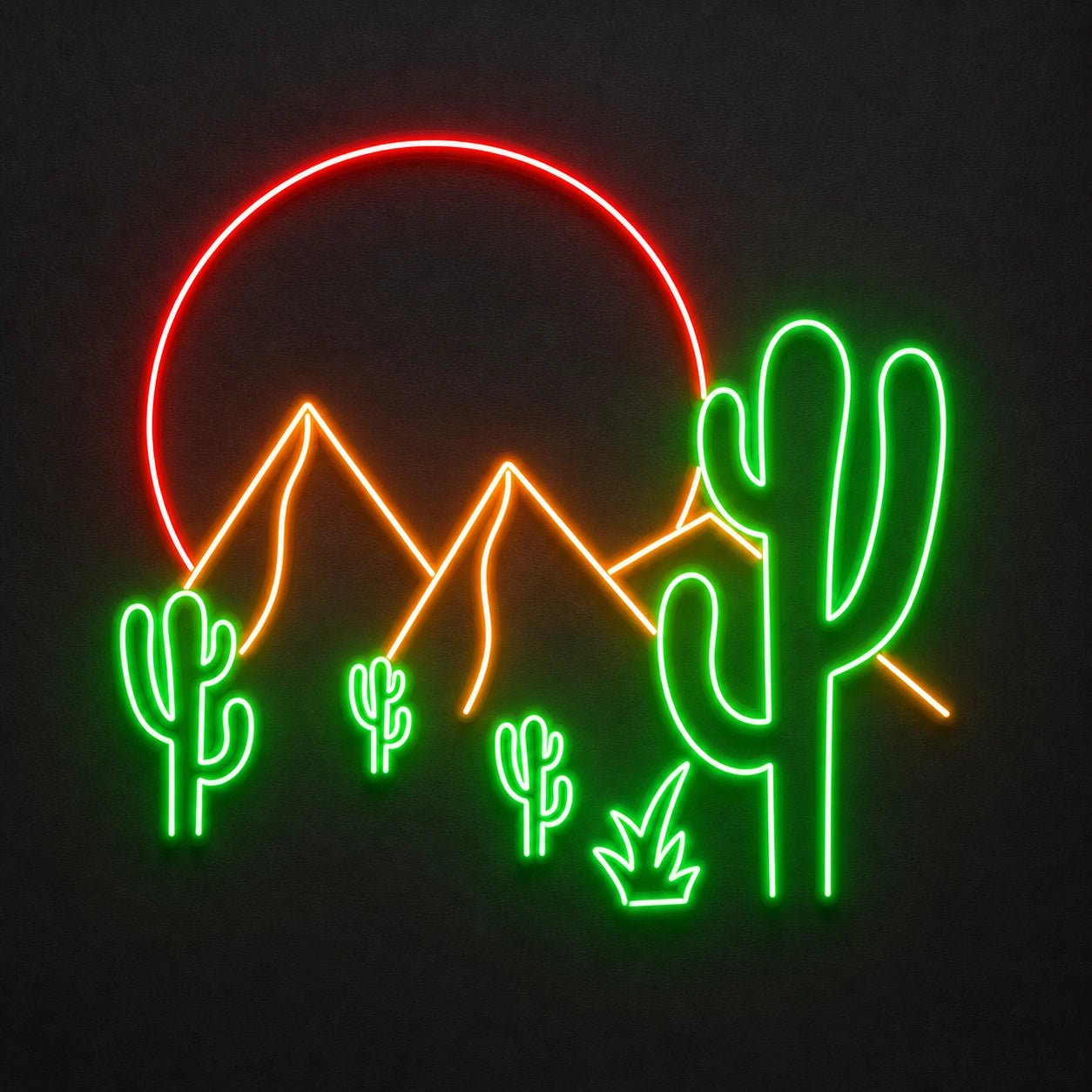 Desert Mountain Cactus Vintage LED Neon Sign - Shineneon