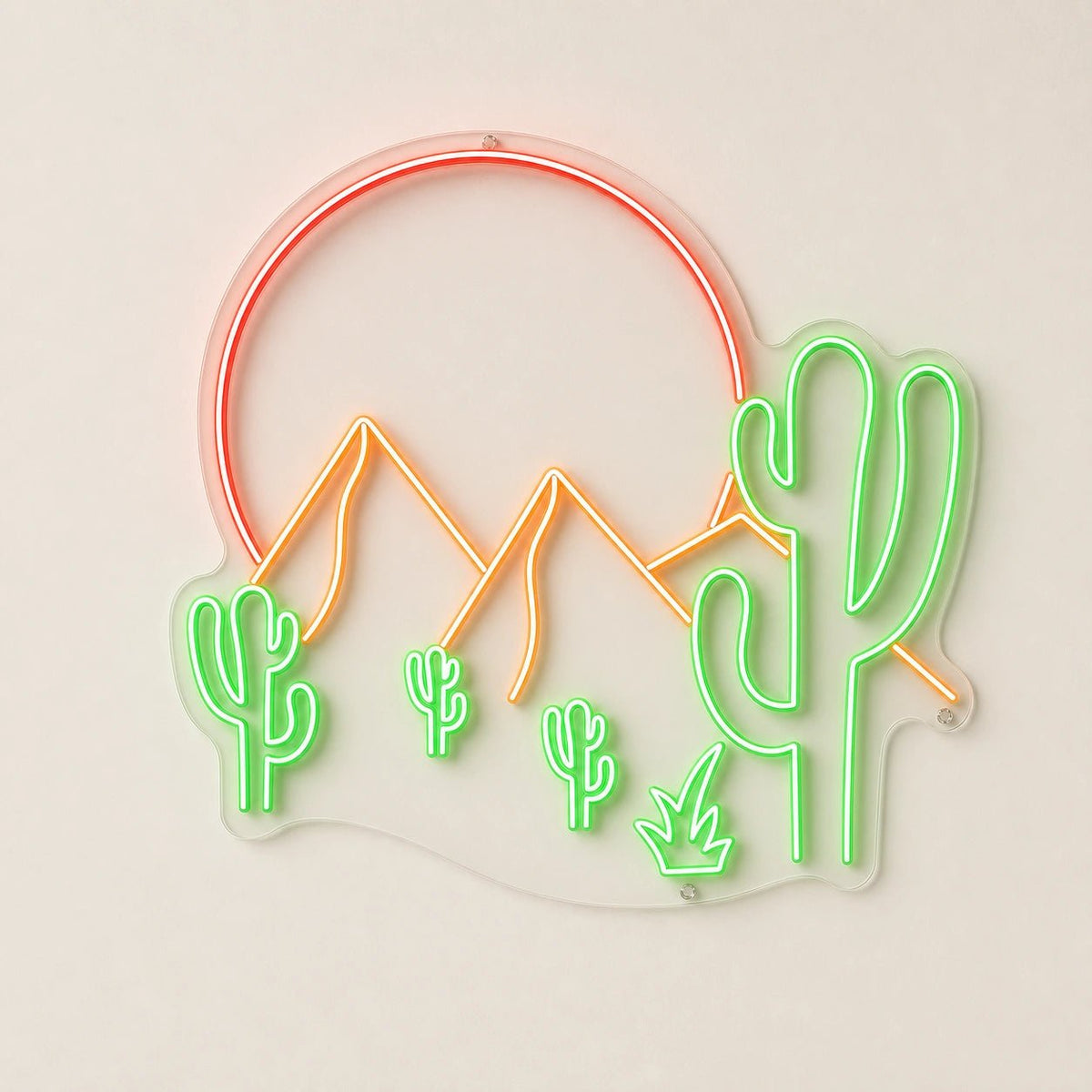 Desert Mountains Sun And Cactus LED Neon Sign - Shineneon