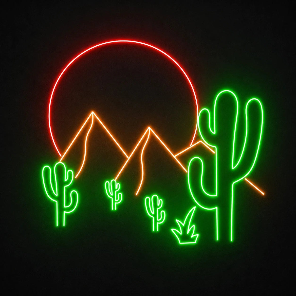 Desert Mountains Sun And Cactus LED Neon Sign Garage Neon Sign - Shineneon