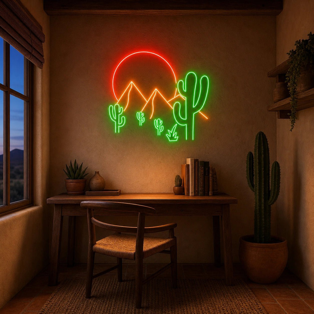 Desert Mountains Sun And Cactus LED Neon Sign Home Bar Wall Decoration - Shineneon
