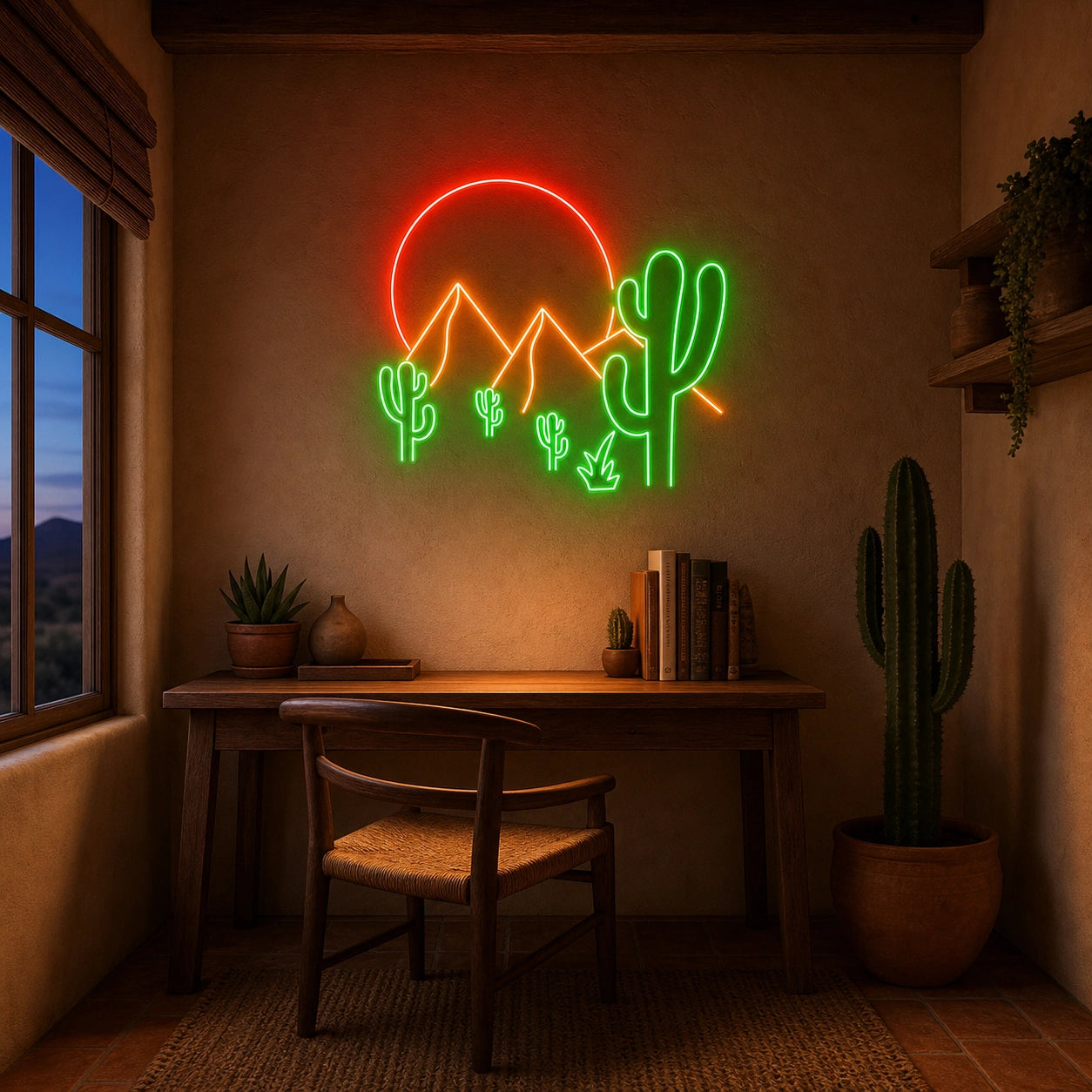 Desert Mountains Sun And Cactus LED Neon Sign Home Garage Wall Decoration real lifestyle scene