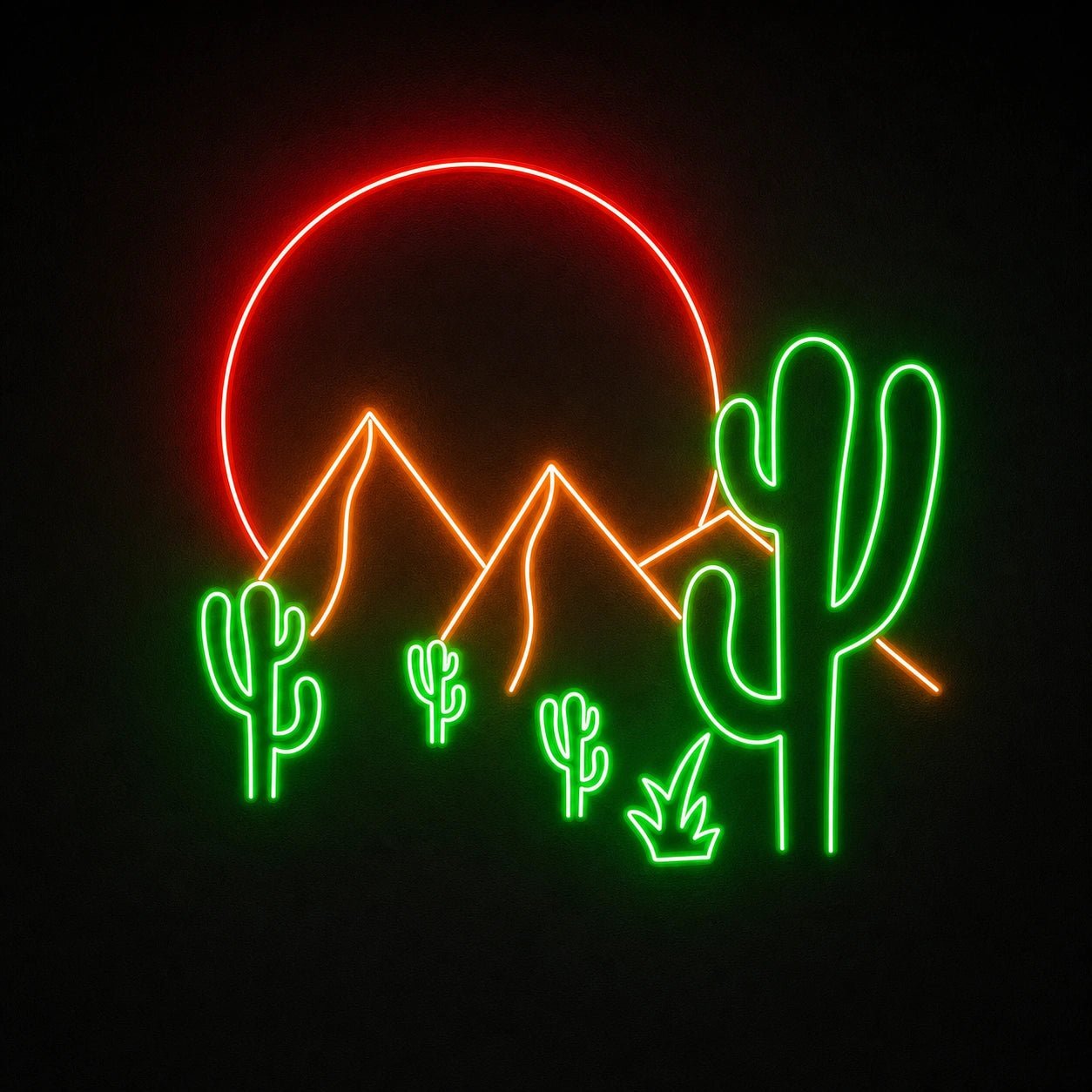 Desert Mountains Sun And Cactus LED Neon Sign Home Garage Wall Decoration - Shineneon