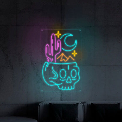 Desert Skull Head Neon Sign For Edgy And Artistic Spaces | Shineneon