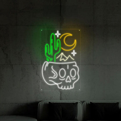 Desert Skull Head Neon Sign For Edgy And Artistic Spaces | Shineneon