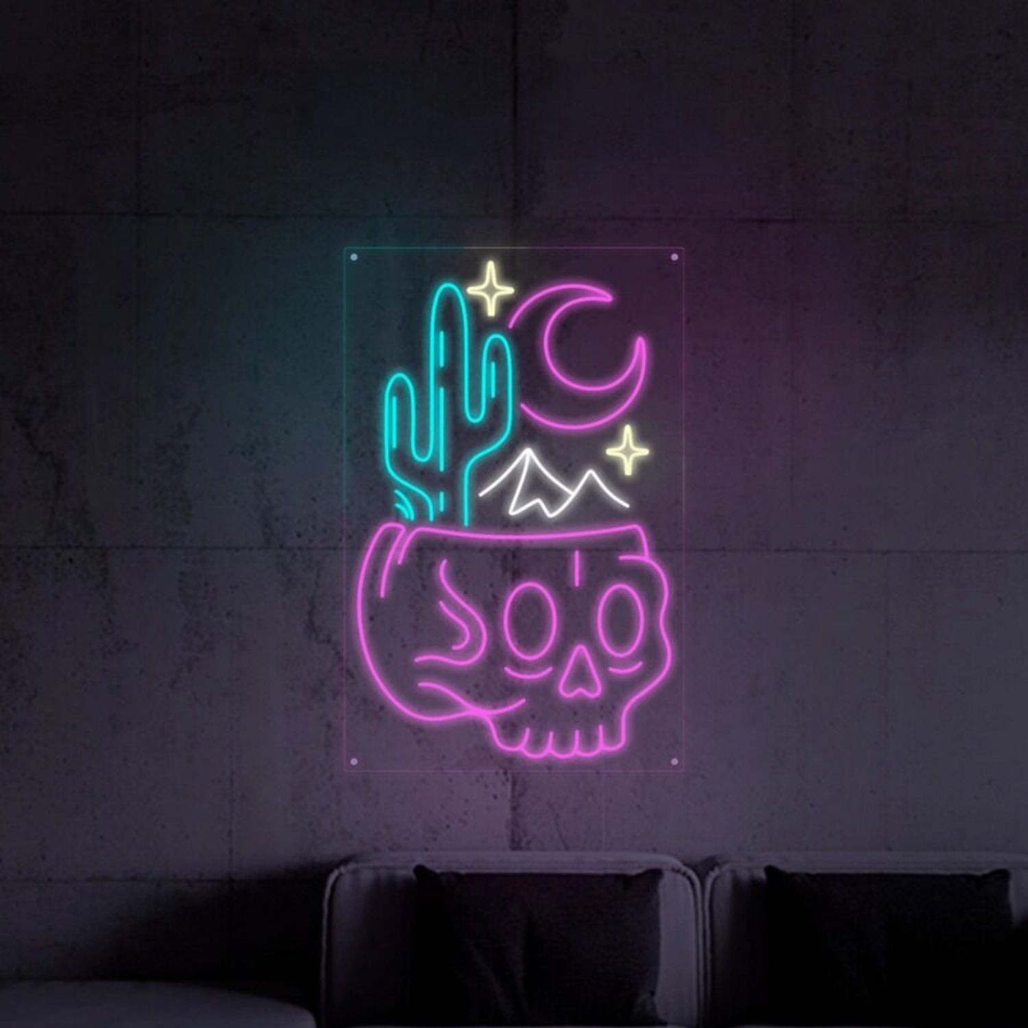 Desert Skull Head Neon Sign For Edgy And Artistic Spaces | Shineneon