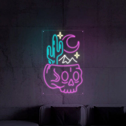 Desert Skull Head Neon Sign For Edgy And Artistic Spaces | Shineneon