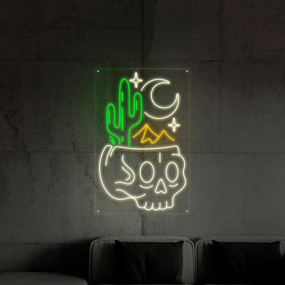 Desert Skull Head Neon Sign For Edgy And Artistic Spaces | Shineneon